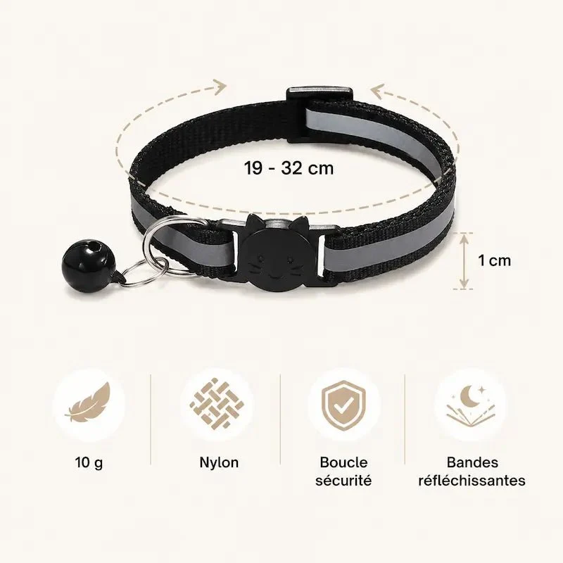 Collier clochette chat réfléchissant – Visibilité nuit | GlowBell