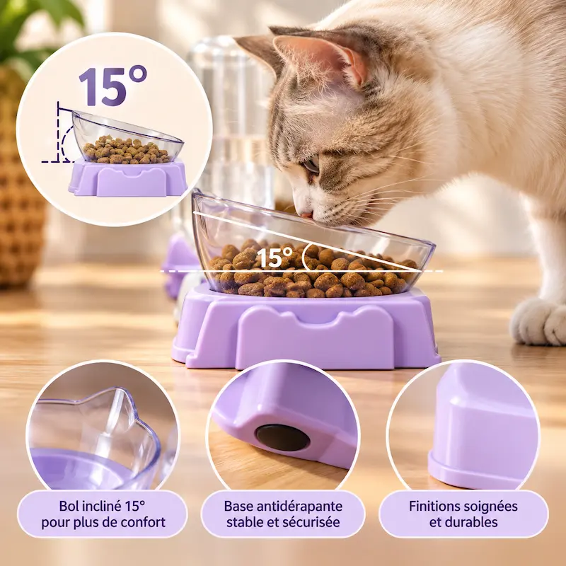 Gamelle chat avec distributeur d'eau - Repas complet | MealFlow