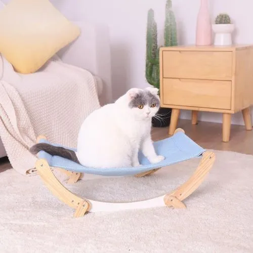 hamac chat en bois à bascule