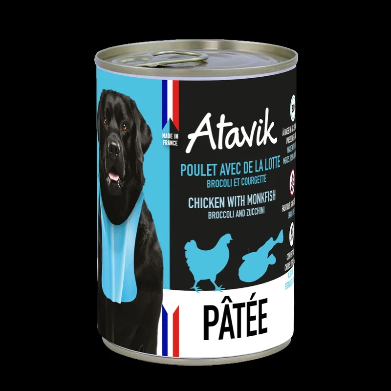 Pâtée pour chiens au poulet et lotte - Atavik