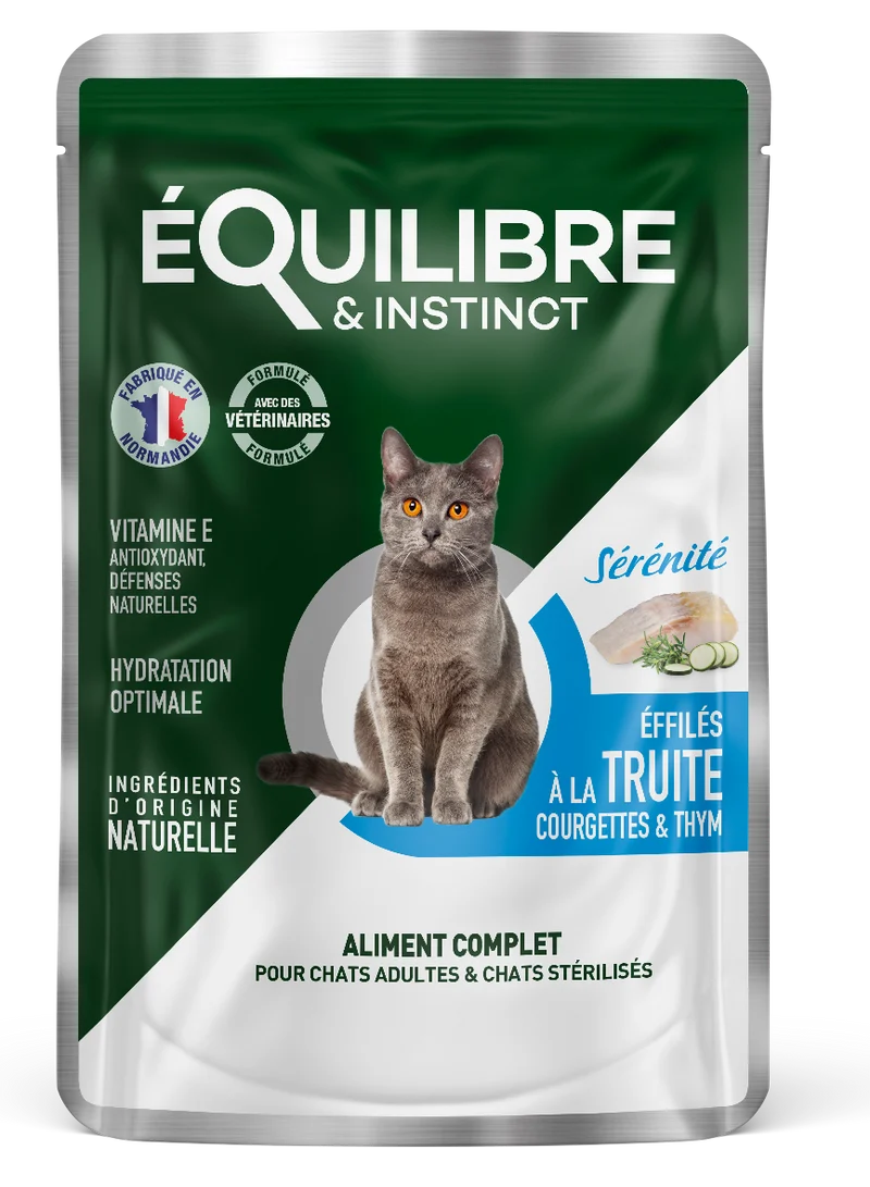Boîte d’Effilé "Sérénité" pour chat 😺 à la truite, courgettes et thym 🐟 Equilibre & Instinct