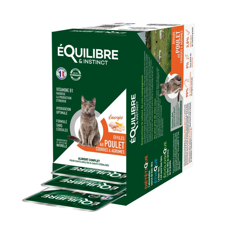 Boîte d’Effilé "Energie" pour chat 😺 au poulet, courges et agrumes 🍗🍊 - Equilibre & Instinct