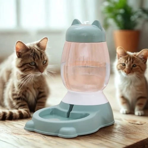 distributeur eau et croquettes pour chat oreilles