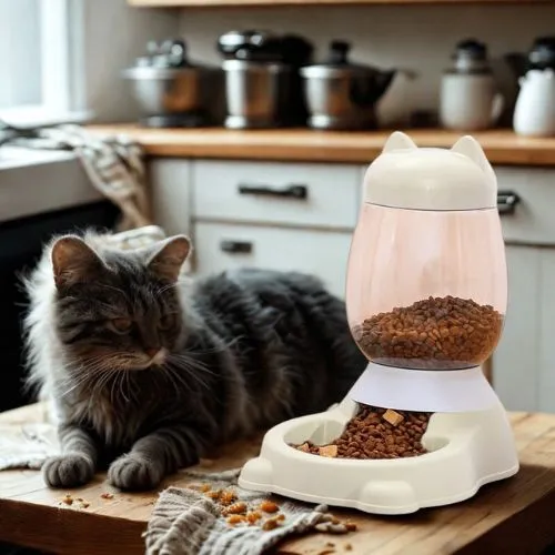 distributeur eau et croquettes pour chat oreilles