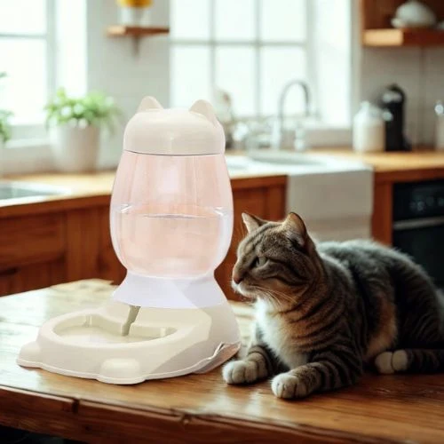distributeur eau et croquettes pour chat oreilles