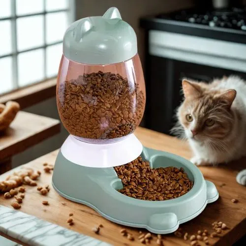 distributeur eau et croquettes pour chat oreilles