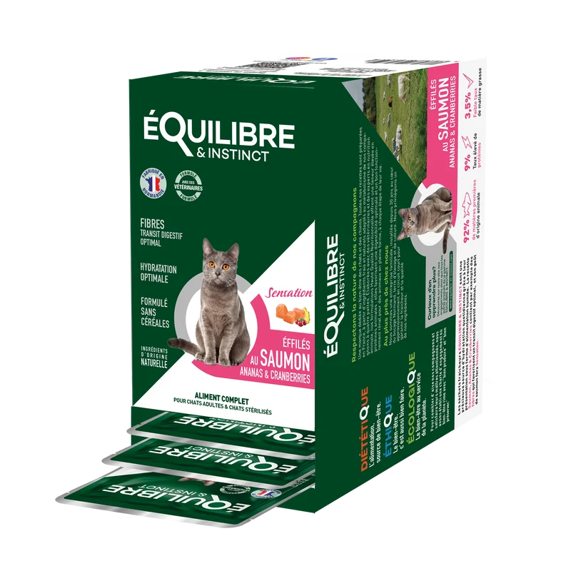Effilé "Sensation" pour chat 😺 au saumon, ananas et cranberries 🐟🍍 Equilibre & Instinct