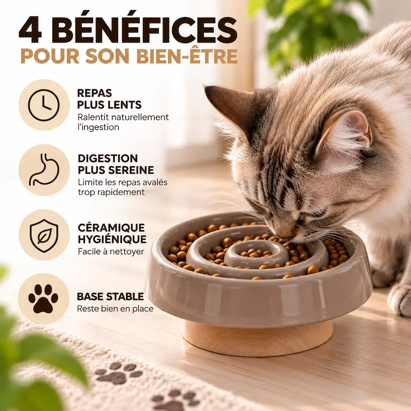 Gamelle anti-glouton chat céramique - Digestion lente | CeramSlow