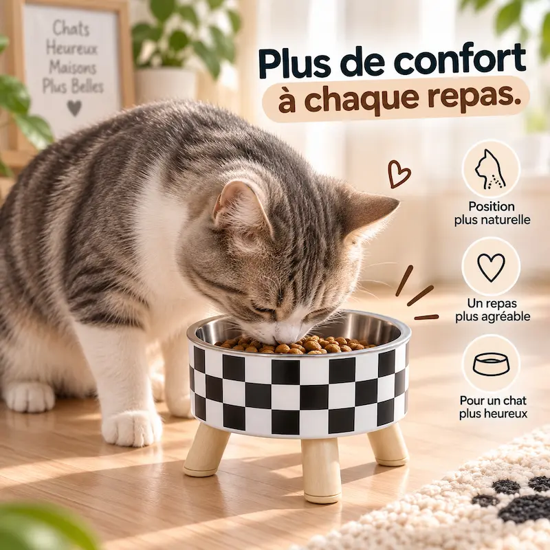 Gamelle chat en hauteur - Meilleure digestion assurée | EasyFeed