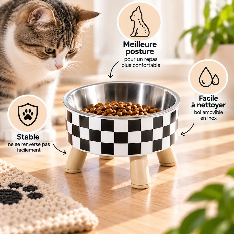 Gamelle chat en hauteur - Meilleure digestion assurée | EasyFeed