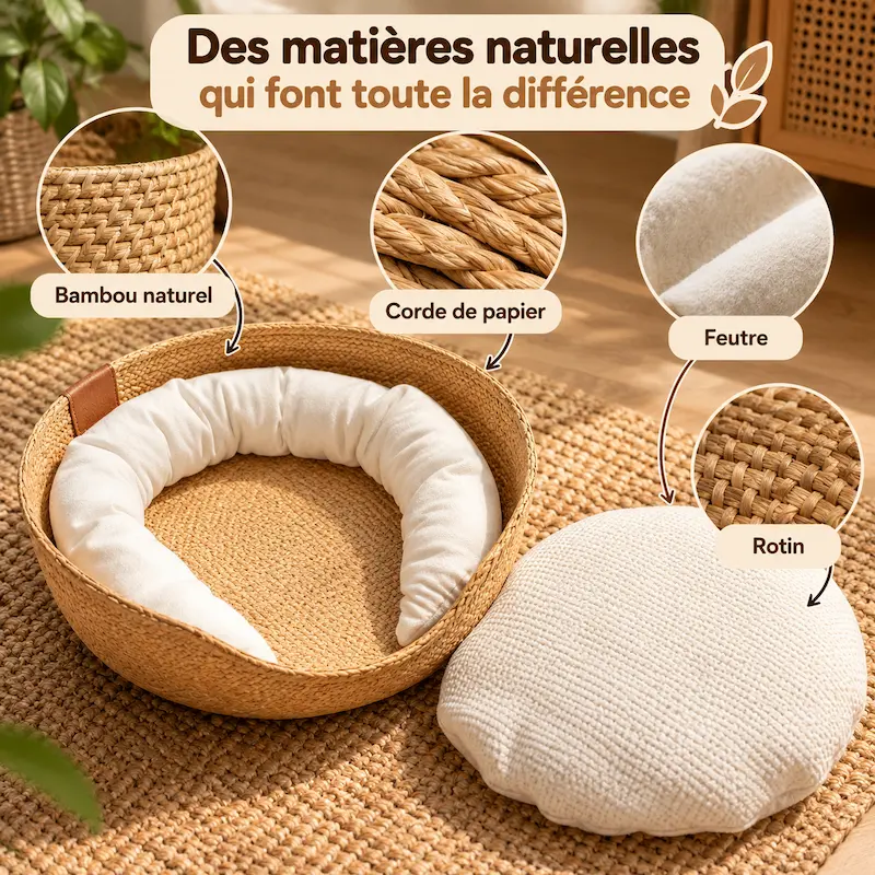 Panier chat bambou naturel - Confort et élégance | CozyBamboo