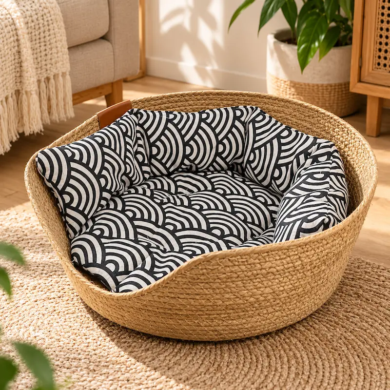 Panier chat bambou naturel - Confort et élégance | CozyBamboo