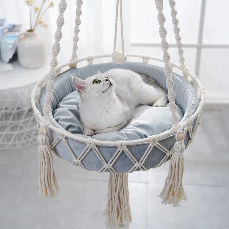 Hamac pour chat - en macramé