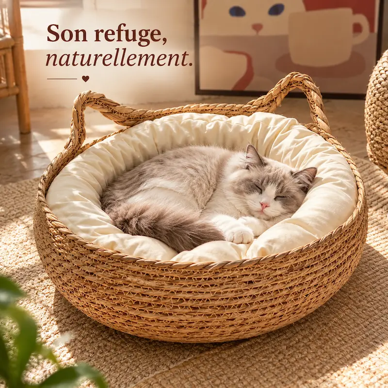 Panier en osier pour chat - Le confort au naturel | WickerCat