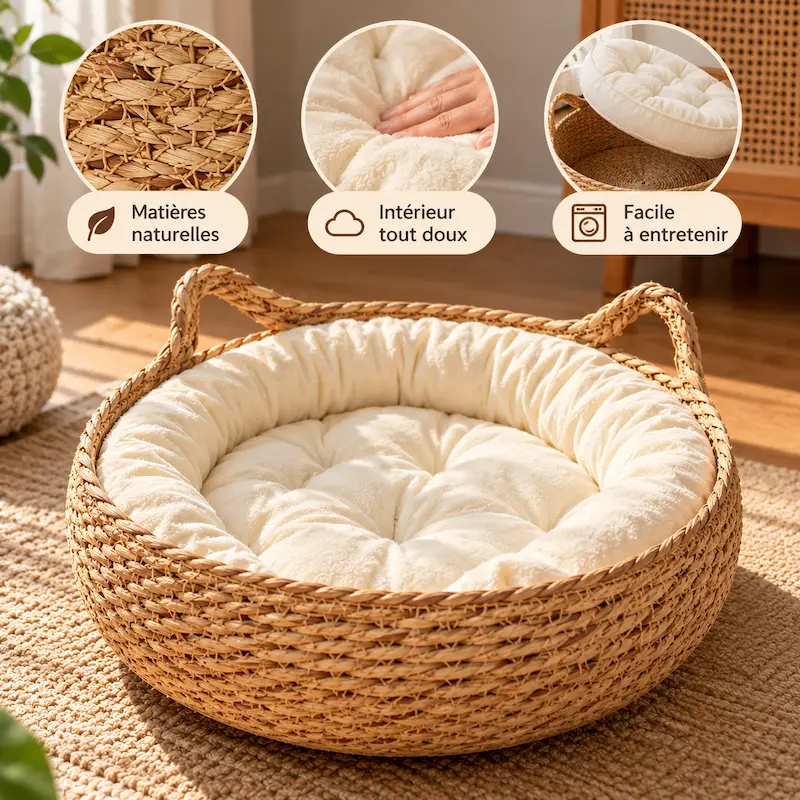 Panier en osier pour chat - Le confort au naturel | WickerCat