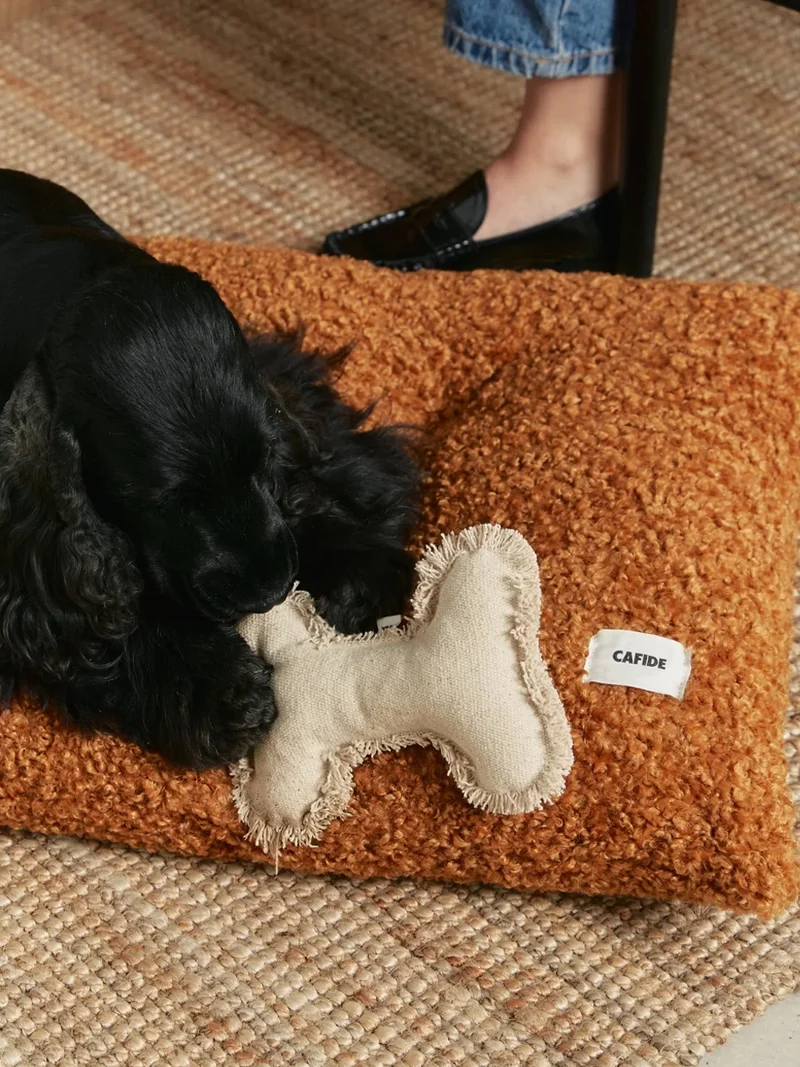 Coussin pour chien Bela - Bouclette moutarde - Cafide