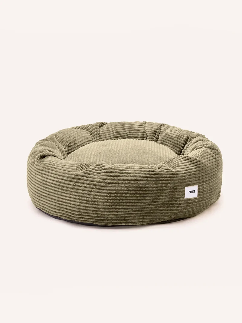 Panier rond pour chien Nuba - Velours côtelé vert - Cafide