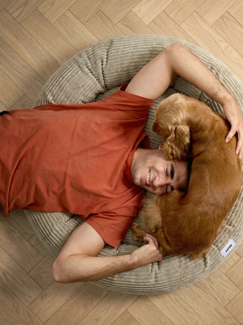 Panier rond pour chien Nuba - Velours côtelé beige - Cafide