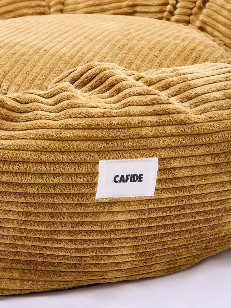 Panier rond pour chien Nuba - Velours côtelé moutarde - Cafide