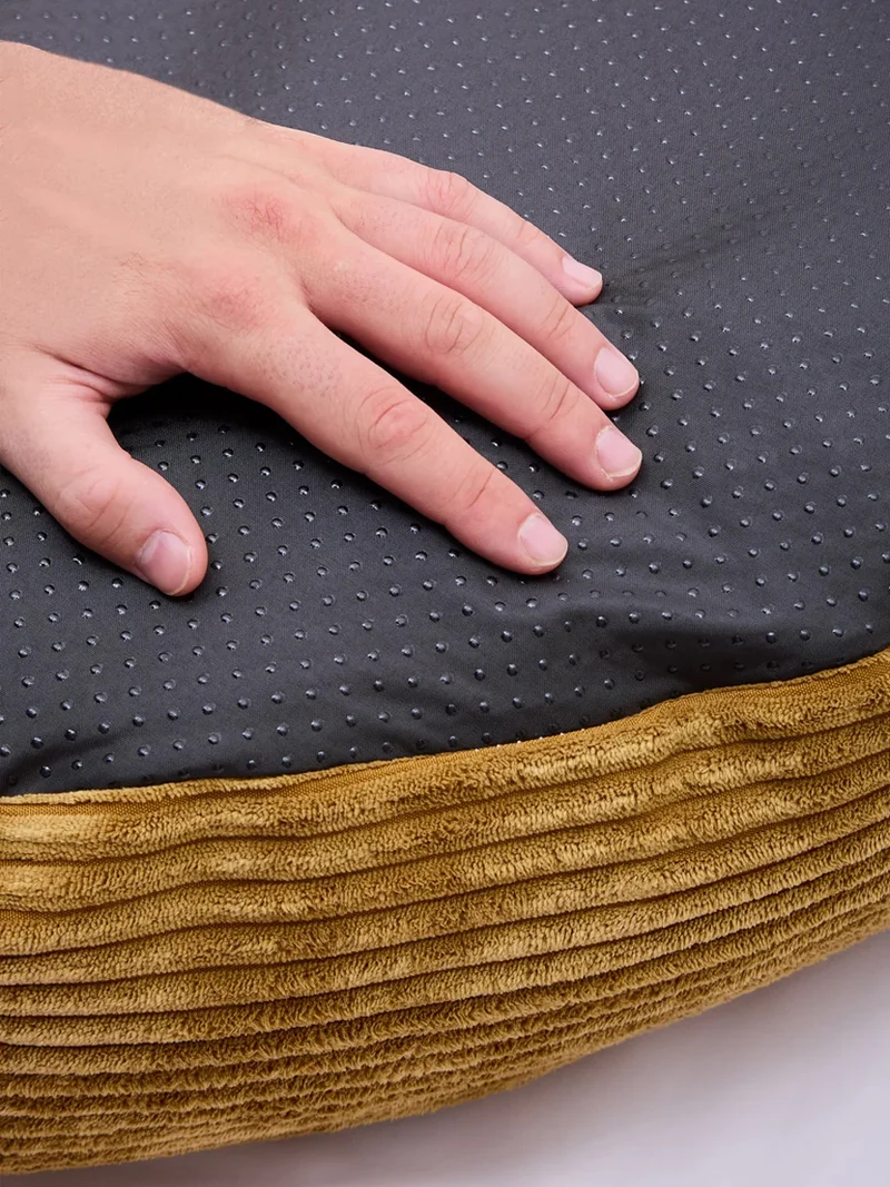 Panier rond pour chien Nuba - Velours côtelé moutarde - Cafide
