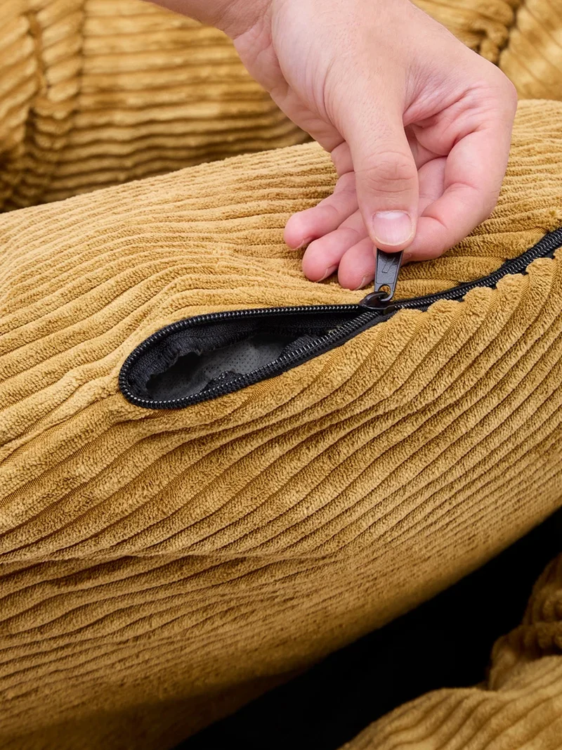 Panier rond pour chien Nuba - Velours côtelé moutarde - Cafide