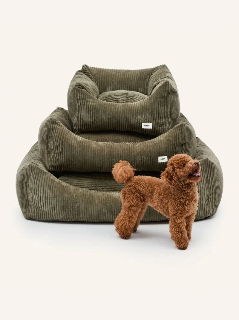 Panier pour chien Snozy - Velours côtelé vert - Cafide