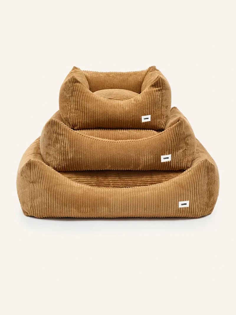 Panier pour chien Snozy - Velours côtelé moutarde - Cafide