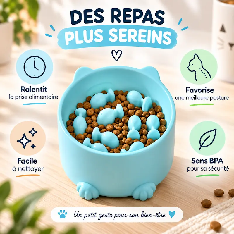 Gamelle anti-glouton surélevée - Digestion lente | SlowBowl