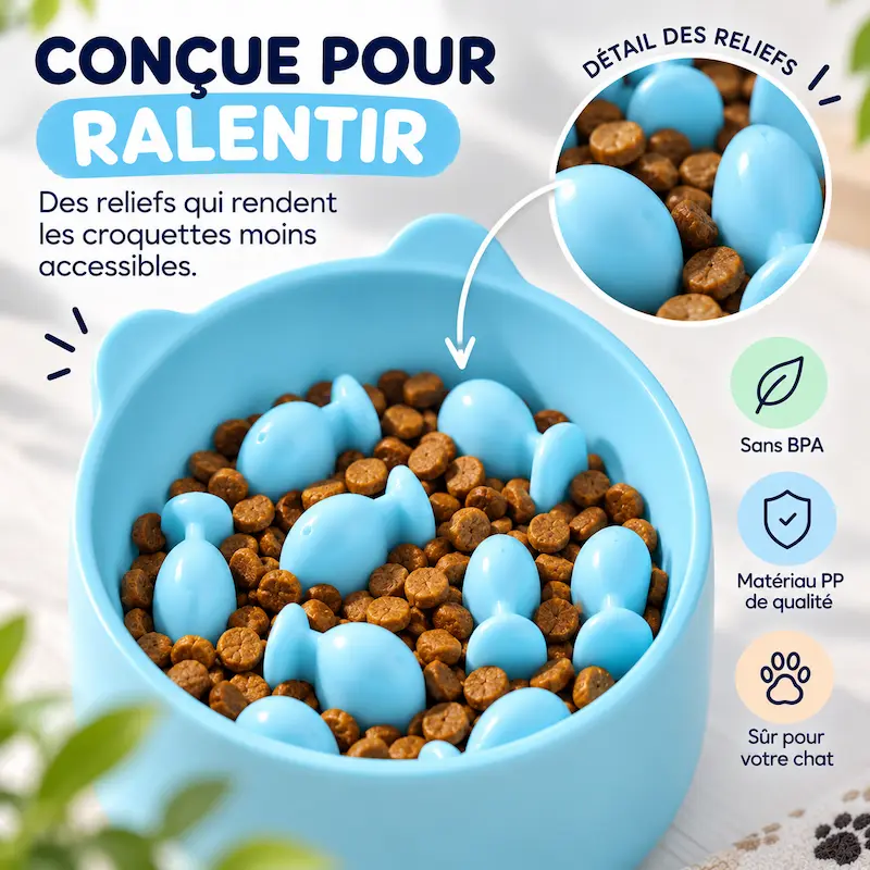 Gamelle anti-glouton surélevée - Digestion lente | SlowBowl