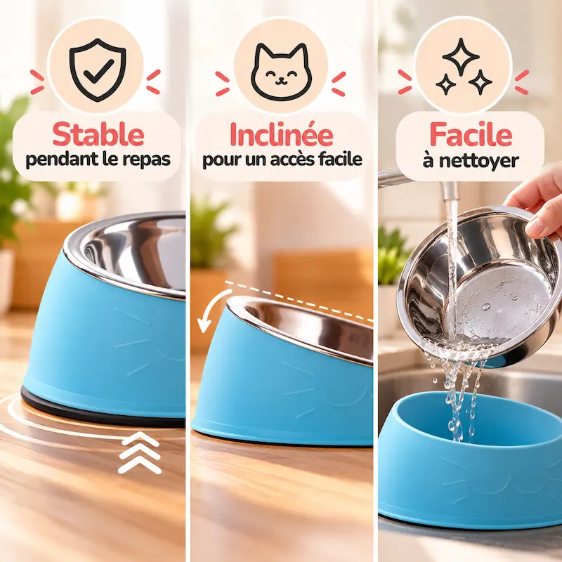 Gamelle anti renversement chat - Ultra stable | NoSpill