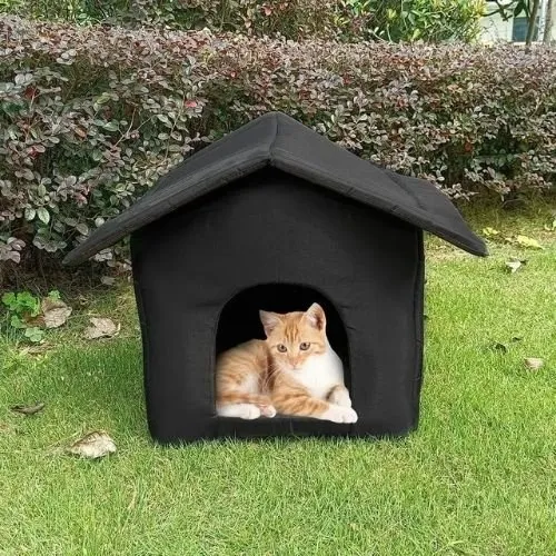 niche pour chat extérieur noire