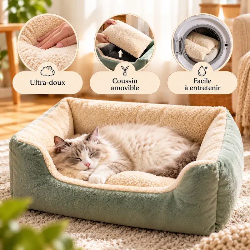 Coussin rectangulaire pour chat - Confort optimal | CozyRect