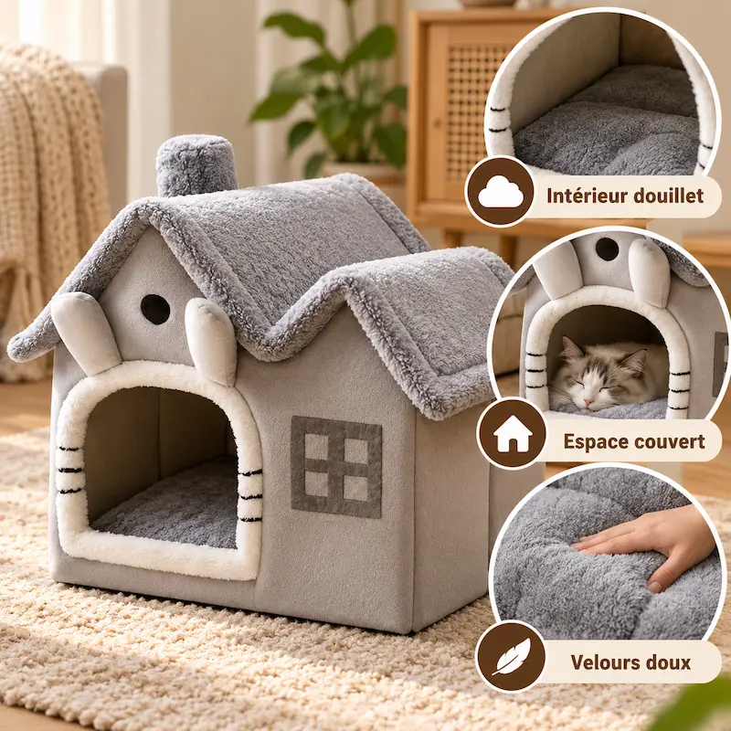 Maison en peluche pour chat - Abri chaleureux | CozyHome