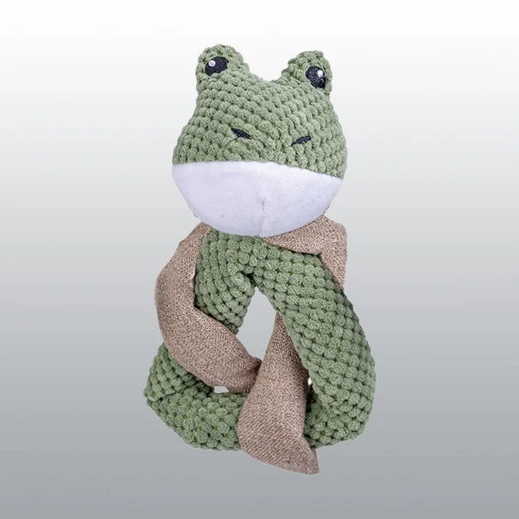 Peluche grenouille nouée et tissu tressé