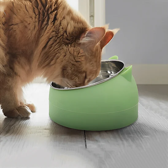 Gamelle pour chat - En inox Inclinée