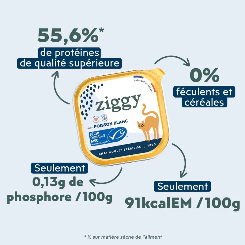 Ziggy Stérilisés Saveur Poisson Pâtée pour Chats Adult