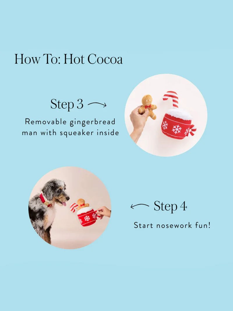 Peluche de Noël pour chien - Chocolat chaud et Pain d'épices - The Foggy Dog