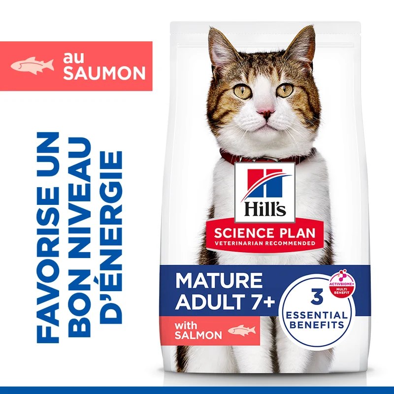 Hill's Science Plan Mature - Croquettes pour Chat Mature au Saumon 10 kg