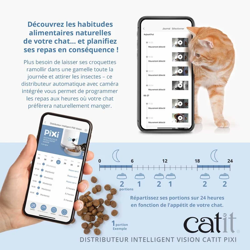 Distributeur connecté Pixi Vision LED 12 repas - chat