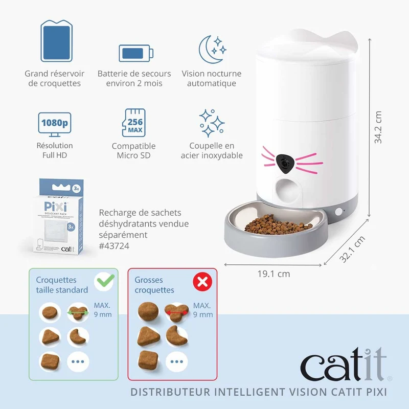 Distributeur connecté Pixi Vision LED 12 repas - chat