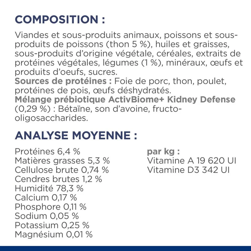 Hill's Prescription Diet k/d Kidney Care en bouchées mijotées au thon - pâtée chat