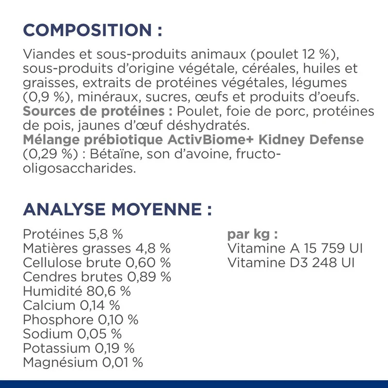 Hill's Prescription Diet k/d Kidney Care en bouchées mijotées au poulet - pâtée chat