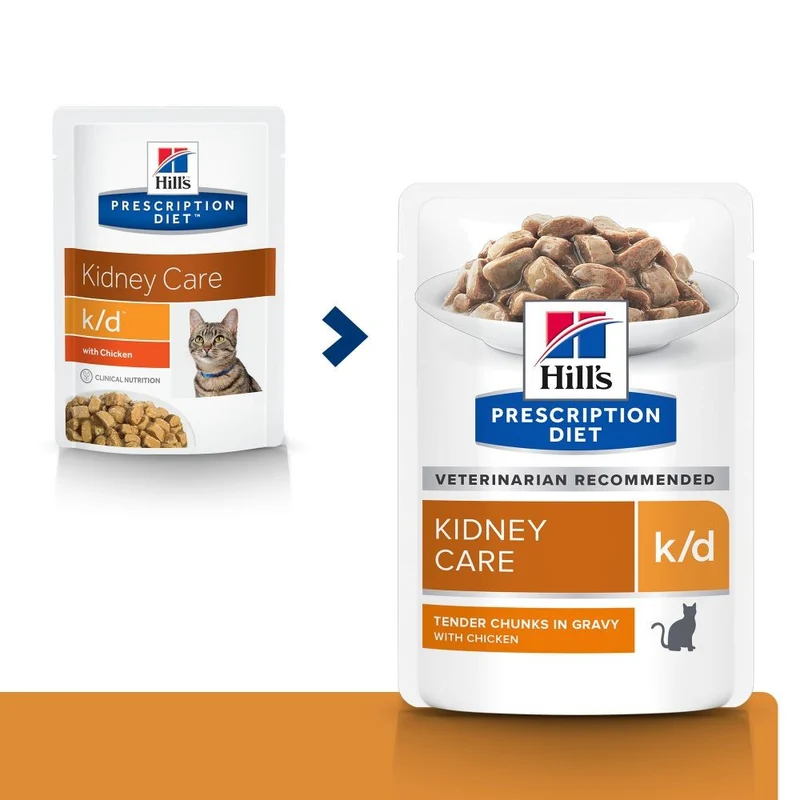 Hill's Prescription Diet k/d Kidney Care en bouchées au poulet - pâtée chat