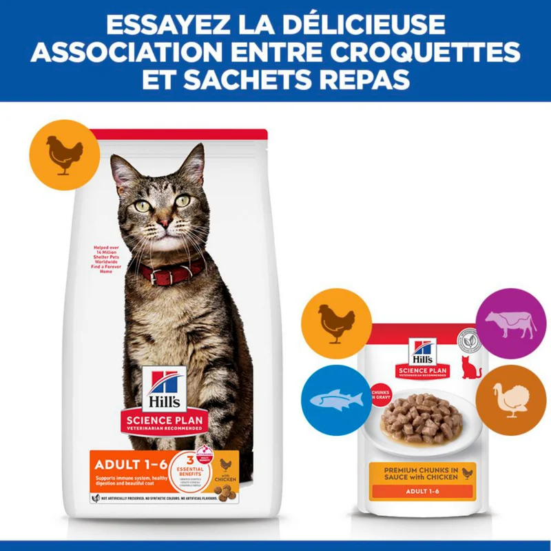 Hill's Science Plan Adult au poulet - croquettes chat