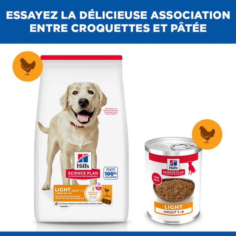Hill's Science Plan Light Large Adult au poulet - croquettes chien