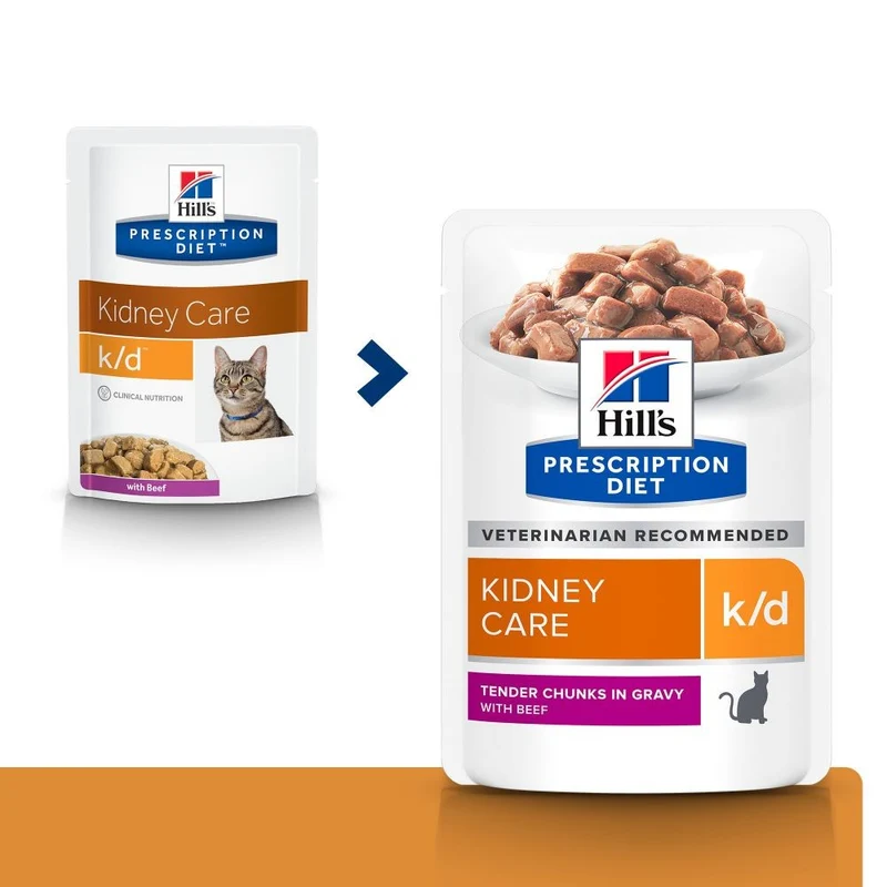 Hill's Prescription Diet k/d Kidney Care en bouchées au bœuf - pâtée chat