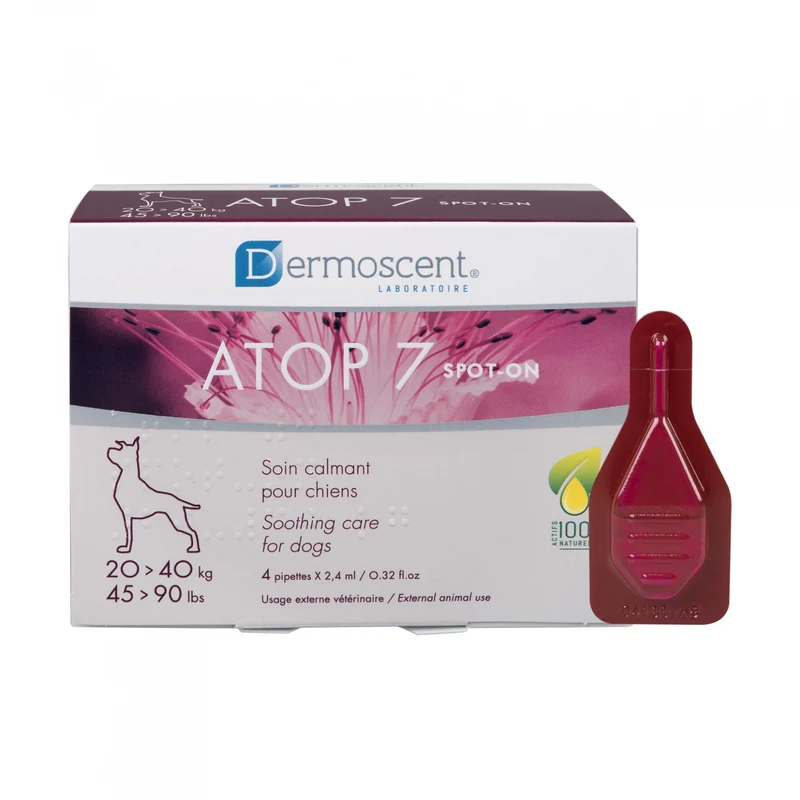 Atop 7 Spot-On de Dermoscent Soin calmant peau chien, chat