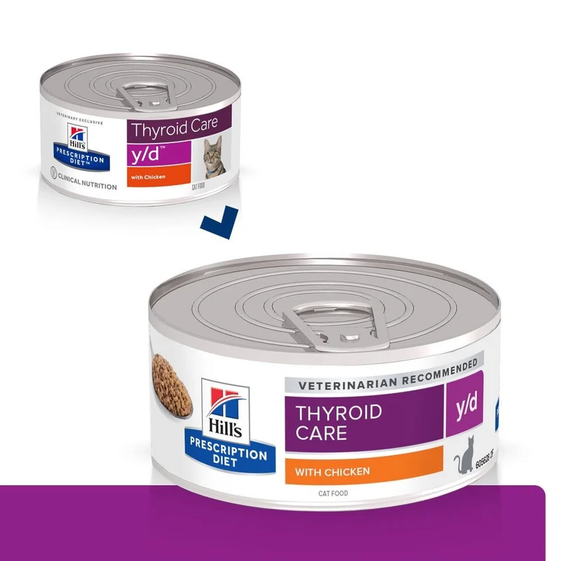 Hill's Prescription Diet y/d Thyroid Care en terrine au poulet - pâtée chat