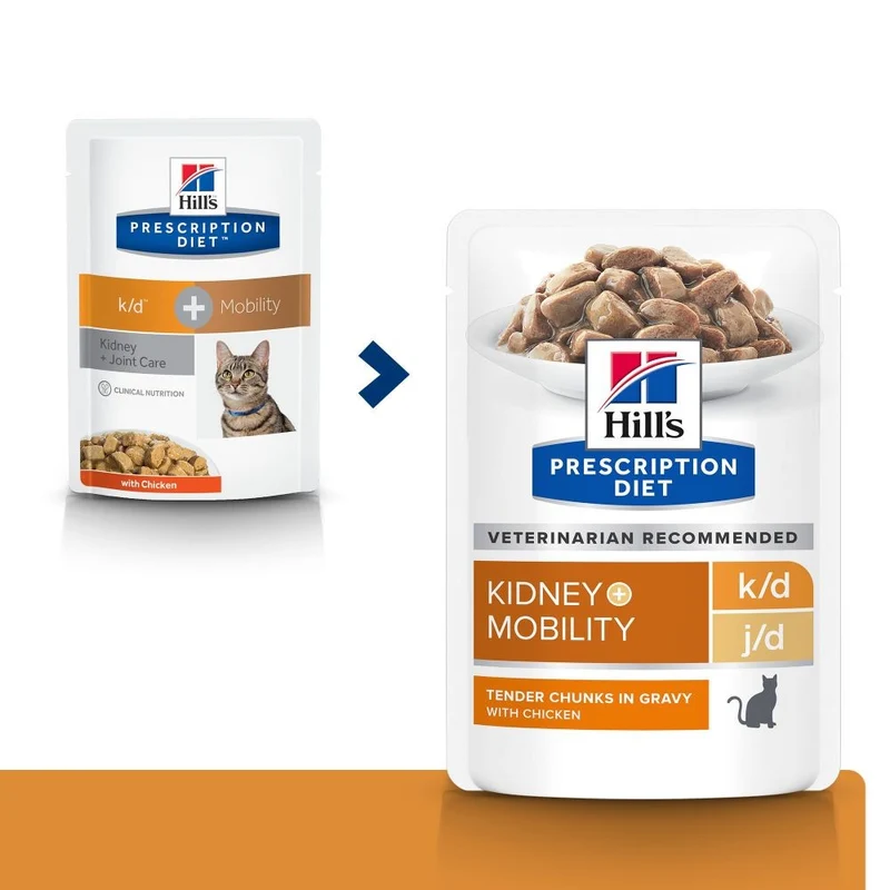 Hill's Prescription Diet k/d j/d Kidney + Mobility en sachets au poulet - pâtée chat