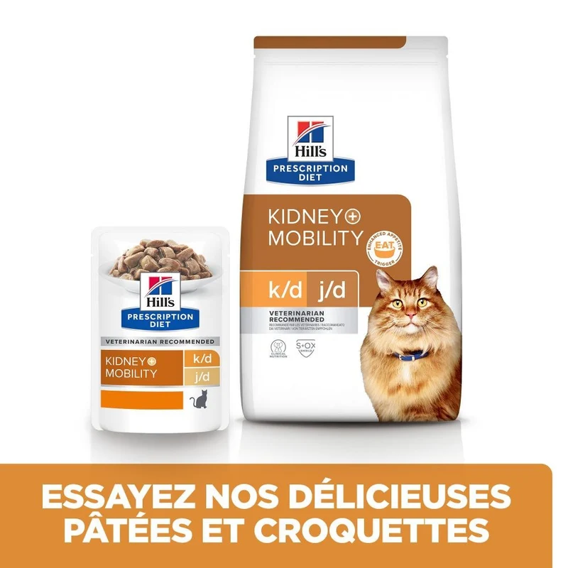 Hill's Prescription Diet k/d j/d Kidney + Mobility en sachets au poulet - pâtée chat
